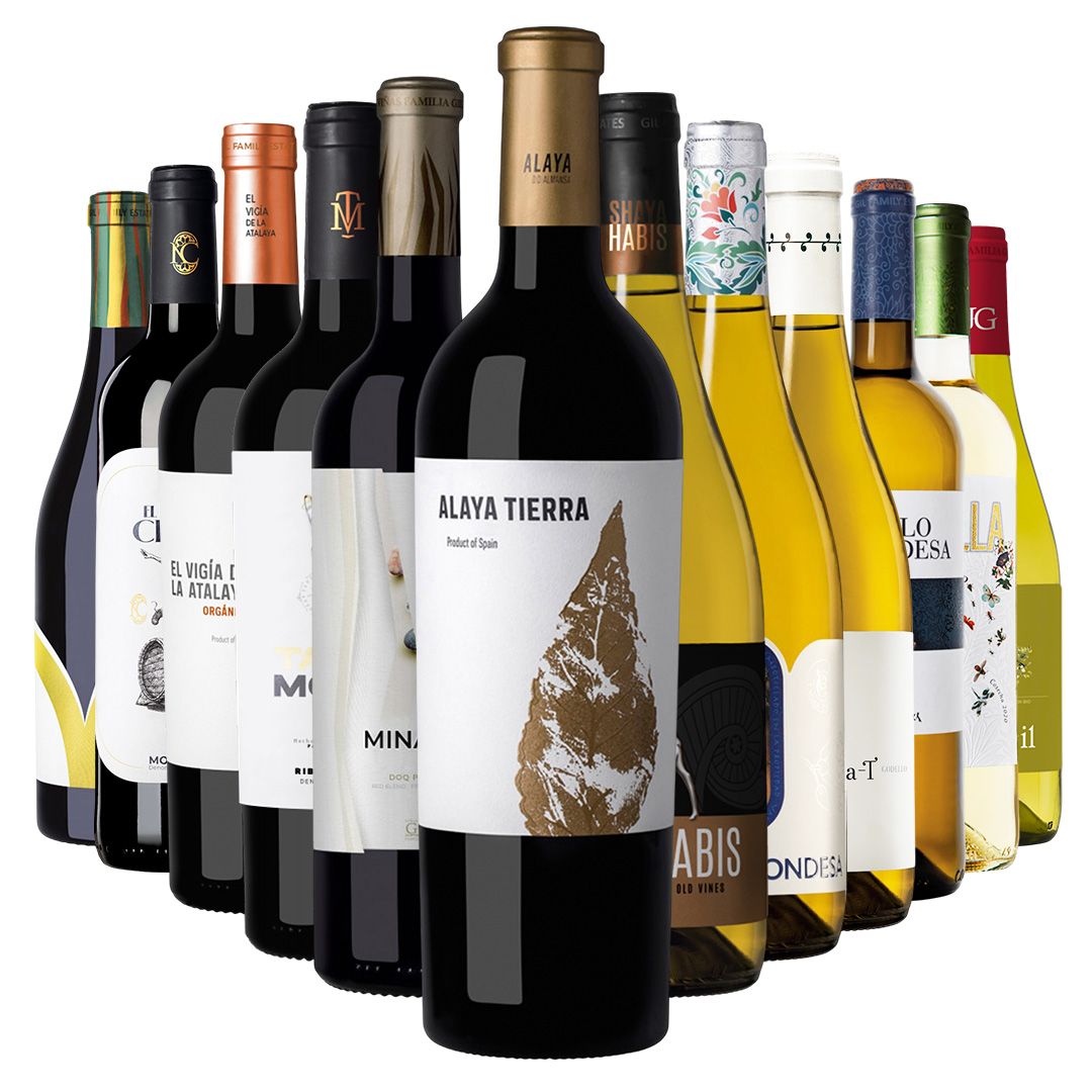 ארגז יין - 12 בקבוקים לבנים ואדומים חואן חיל (₪61/בקבוק)